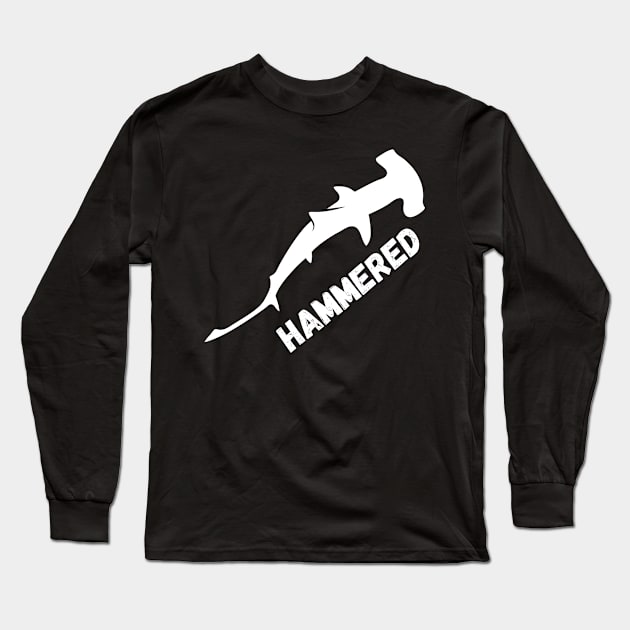 Hammered,  Funny Hammerhead Shark Tee - Shark Long Sleeve T-Shirt by Grove Designs